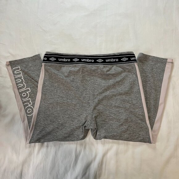 Umbro Gray White Black High Waist Athletic Workout 3/4 Leggings | Size XL - Picture 5 of 7
